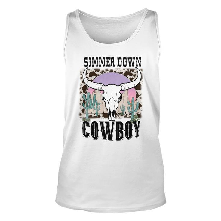 Simmer Down Cowboy Western Style Gift Unisex Tank Top