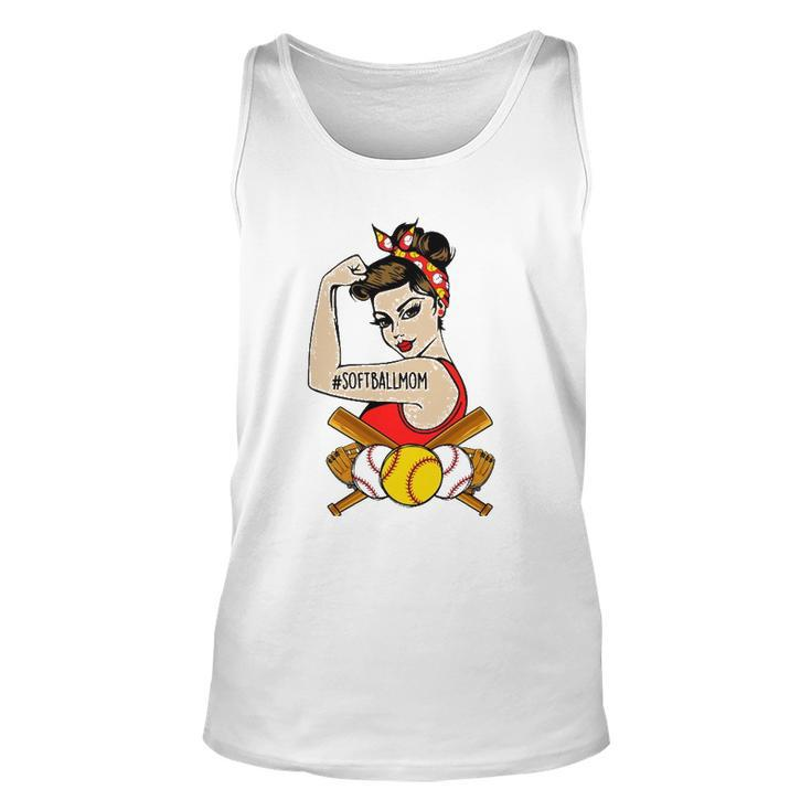 Softball Mom The Riveter Strong Woman Baseball Mothers Day Unisex Tank Top