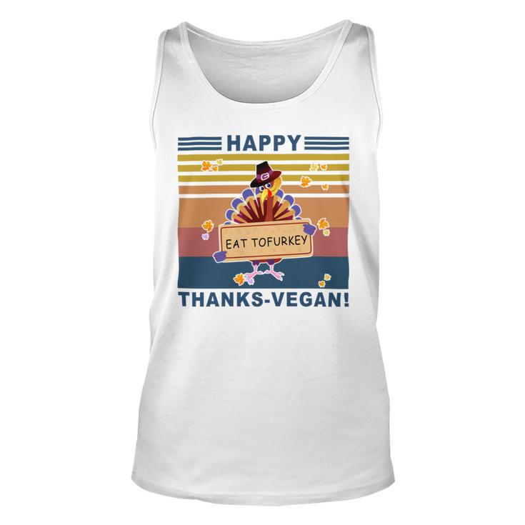 Turkey Happy Thanks Vegan Turkey Vintage Retro Unisex Tank Top