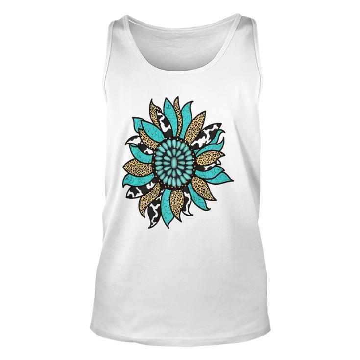 Turquoise Rodeo Decor Graphic Sunflower  Unisex Tank Top