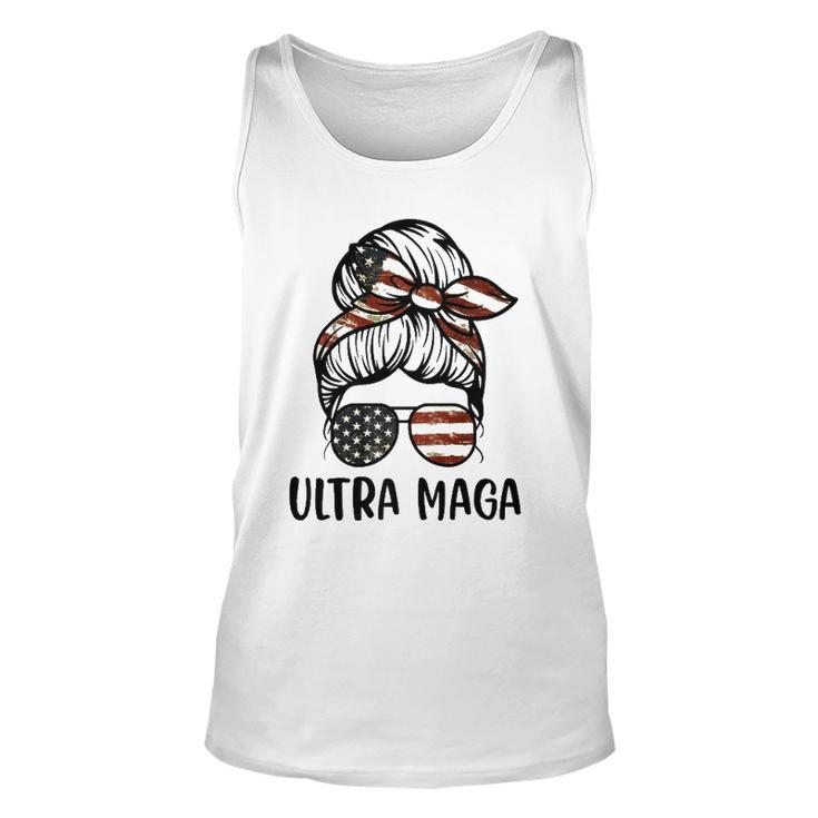 Ultra Maga American Flag Messy Bun  Unisex Tank Top