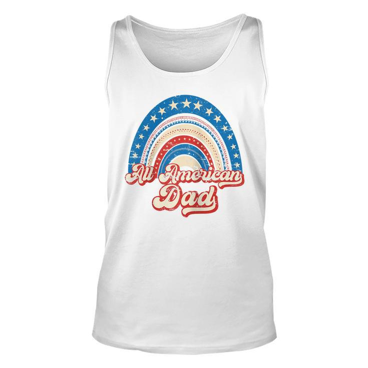 Us Flag Rainbow All American Dad 4Th Of July Mothers Day  Unisex Tank Top