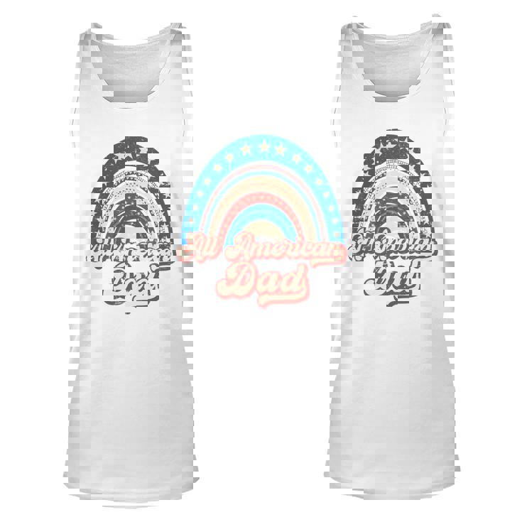 Us Flag Rainbow All American Dad 4Th Of July Mothers Day   Unisex Tank Top