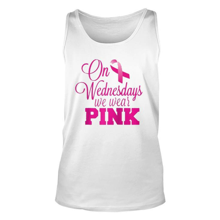 On Wednesdays We Wear Pink Breast Cancer Awareness Raglan Baseball Tee Tank Top