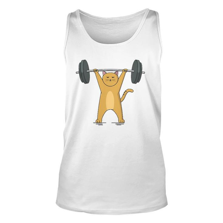 Weightlifting - Cat Barbell Fitness Lovers Gift Unisex Tank Top