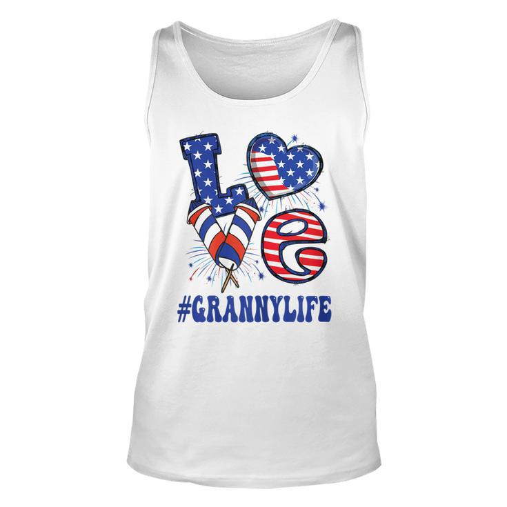 Womens Granny Love Usa Flag Grandma 4Th Of July Family Matching  Unisex Tank Top