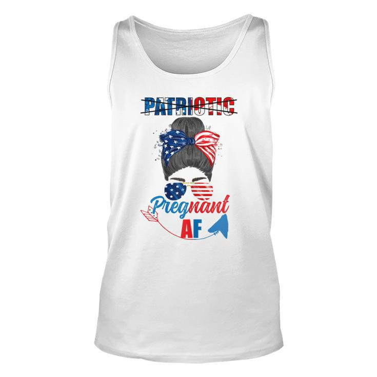 Womens Patriotic Pregnant Af Baby Reveal 4Th Of July Pregnancy  V2 Unisex Tank Top