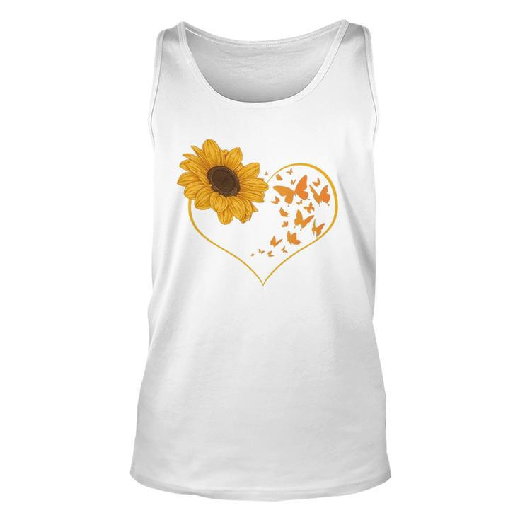 Yellow Flower Sunflowers Heart Butterfly Blossom Sunflower Unisex Tank Top