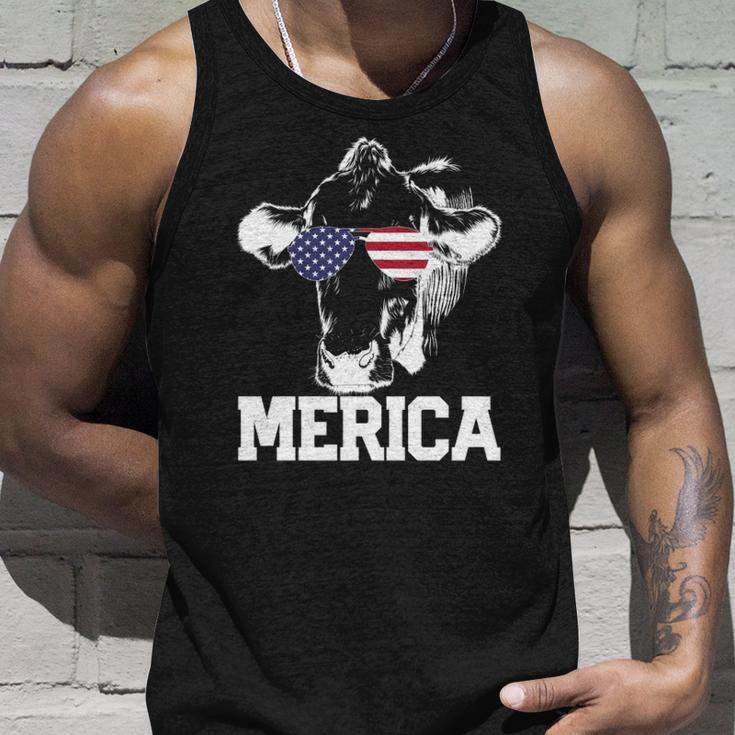 4Th Of July 4Th Cow American Flag Usa Men Women Retro Merica Tank Top Gifts for Him
