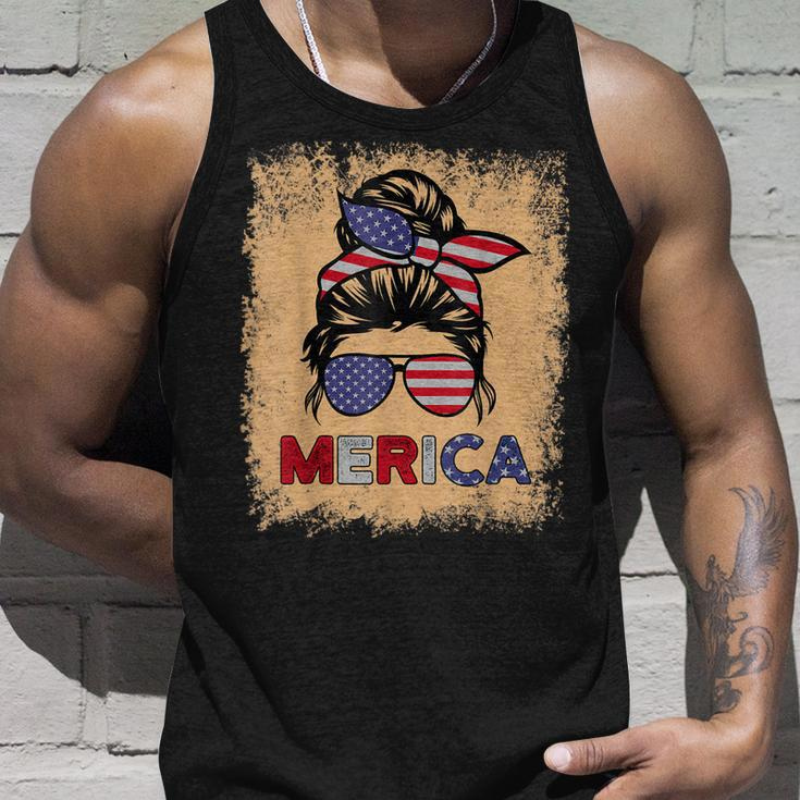 4Th Of July Merica Sunglasses Classy Mom Life Messy Bun Unisex Tank Top Gifts for Him