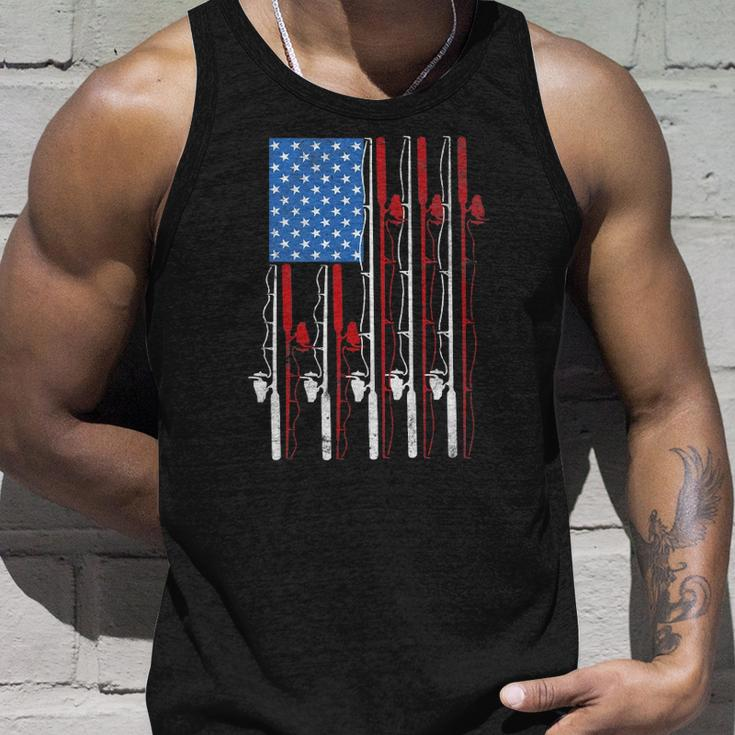 American Flag Fishing Patriotic FishermanFishing Rods Flag Unisex Tank Top Gifts for Him