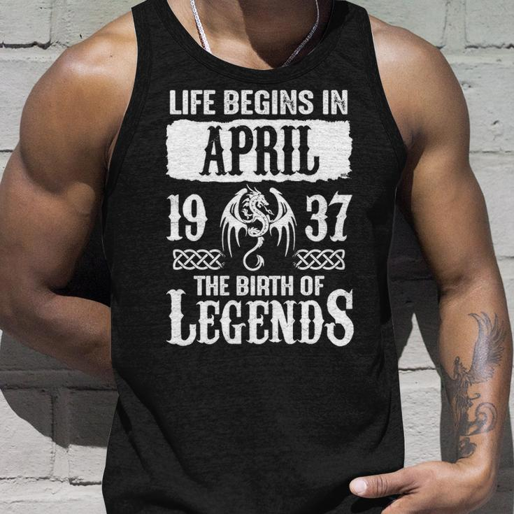 April 1937 Birthday Life Begins In April 1937 Unisex Tank Top Gifts for Him