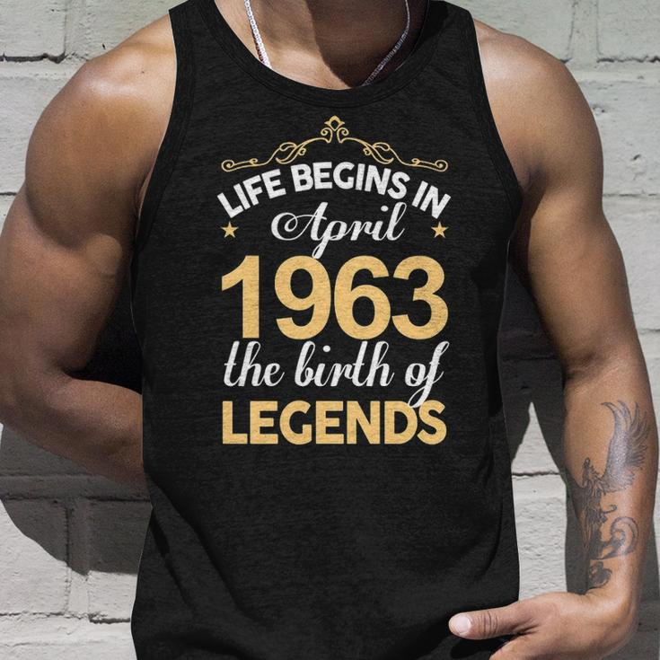 April 1963 Birthday Life Begins In April 1963 V2 Unisex Tank Top Gifts for Him