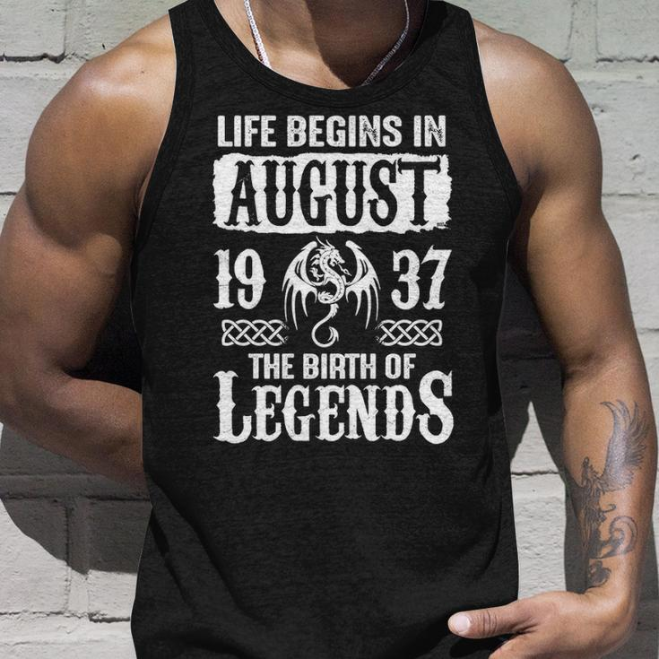 August 1937 Birthday Life Begins In August 1937 Unisex Tank Top Gifts for Him