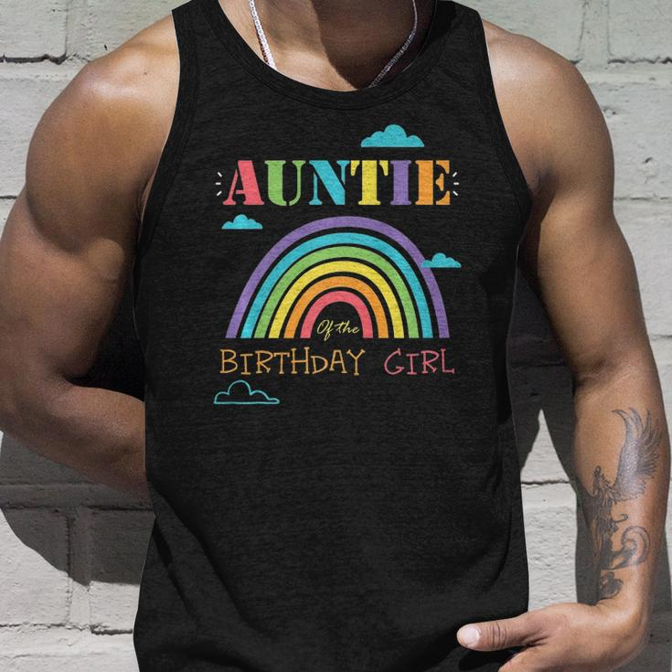 Auntie Of The Birthday Girl Rainbow Theme Matching Family Unisex Tank Top Gifts for Him