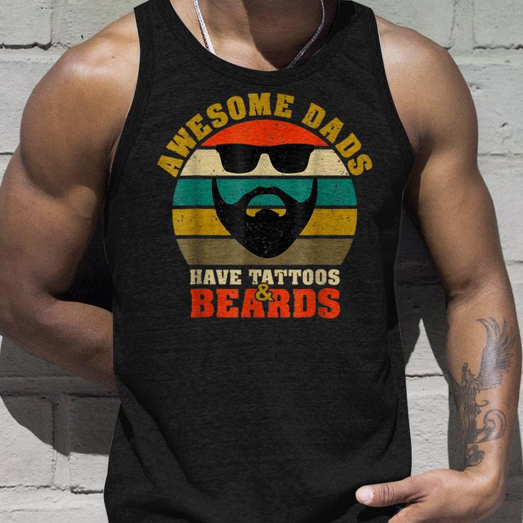 Awesome Dads Have Tattoos And Beards Vintage Fathers Day V3 Unisex Tank Top Gifts for Him