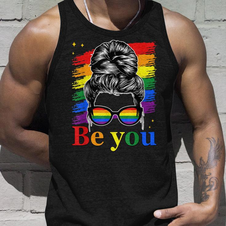 Be You Pride Lgbtq Gay Lgbt Ally Rainbow Flag Woman Face Unisex Tank Top Gifts for Him