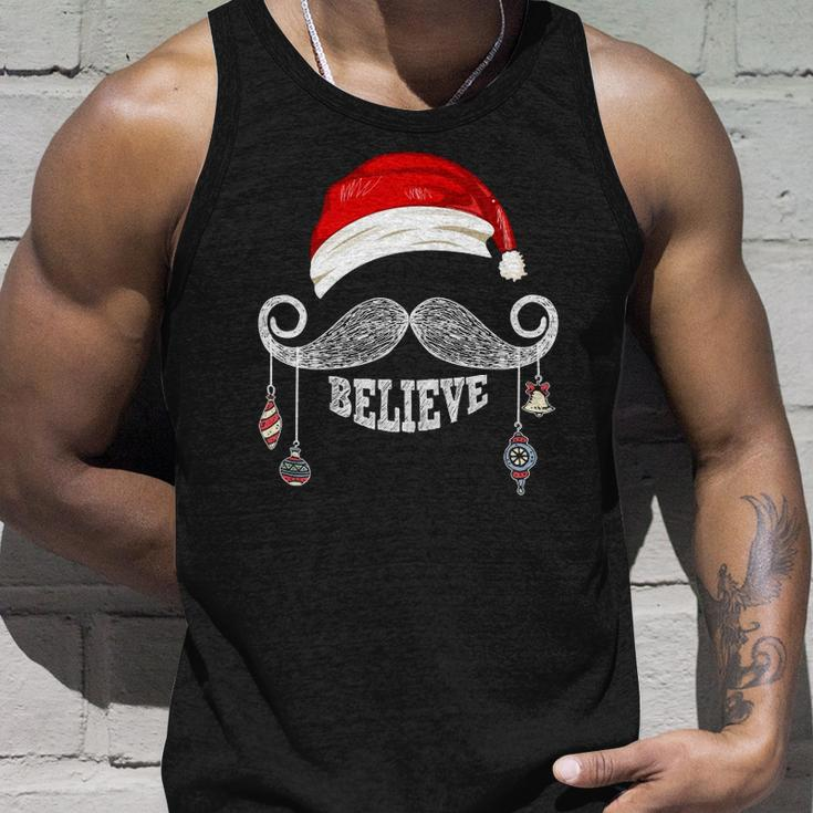 Believe Christmas Santa Mustache With Ornaments - Believe Unisex Tank Top Gifts for Him