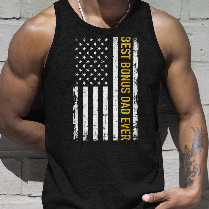 Best Bonus Dad Ever With Us American Flag Unisex Tank Top Gifts for Him