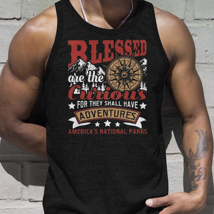 Blessed Are The Curious Us National Parks Hiking & Camping Tank Top Gifts for Him