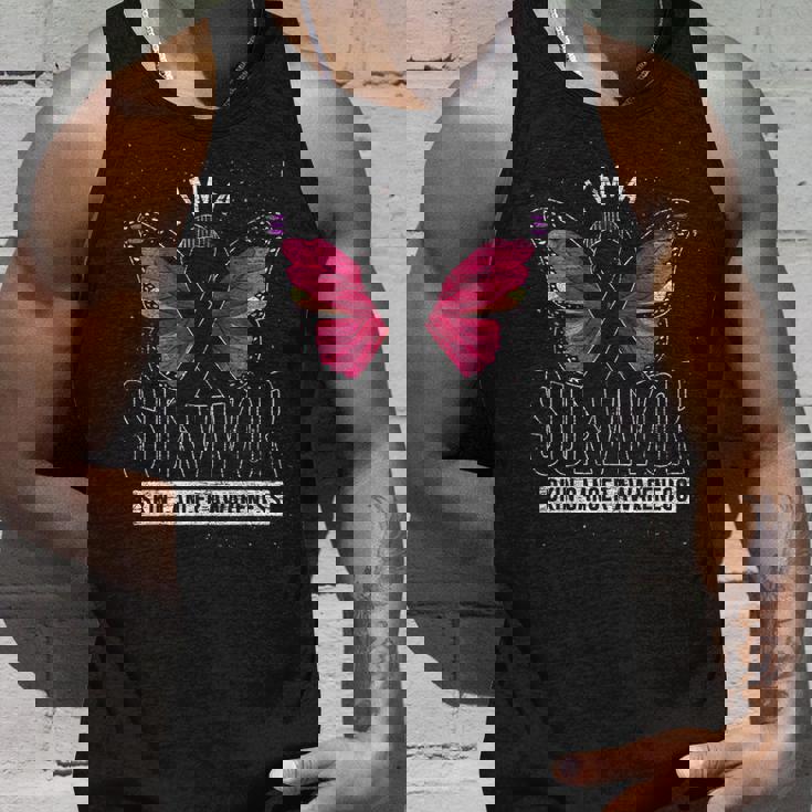 Cancer Survivor Butterfly Melanoma Awareness Skin Cancer Unisex Tank Top Gifts for Him