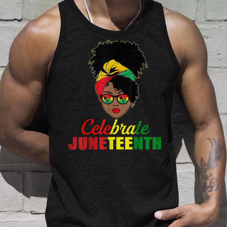 Celebrate Juneteenth Messy Bun Black Women Melanin Pride Unisex Tank Top Gifts for Him