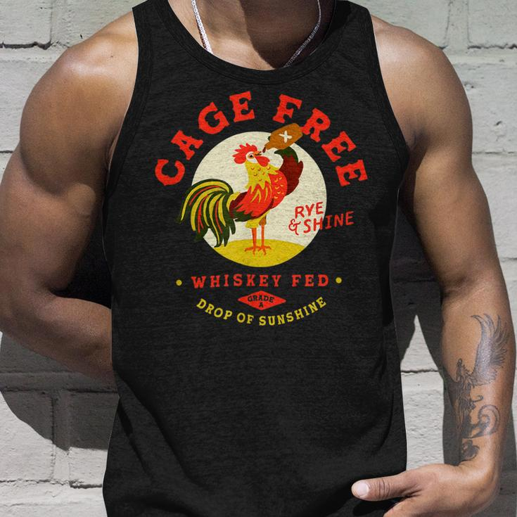 Chicken Chicken Cage Free Whiskey Fed Rye & Shine Rooster Funny Chicken Unisex Tank Top Gifts for Him