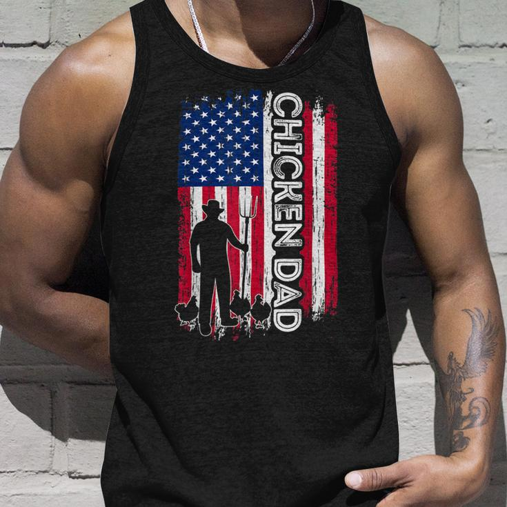 Chicken Chicken Chicken Dad American Flag Poultry Farmer Dad Fathers Day Unisex Tank Top Gifts for Him