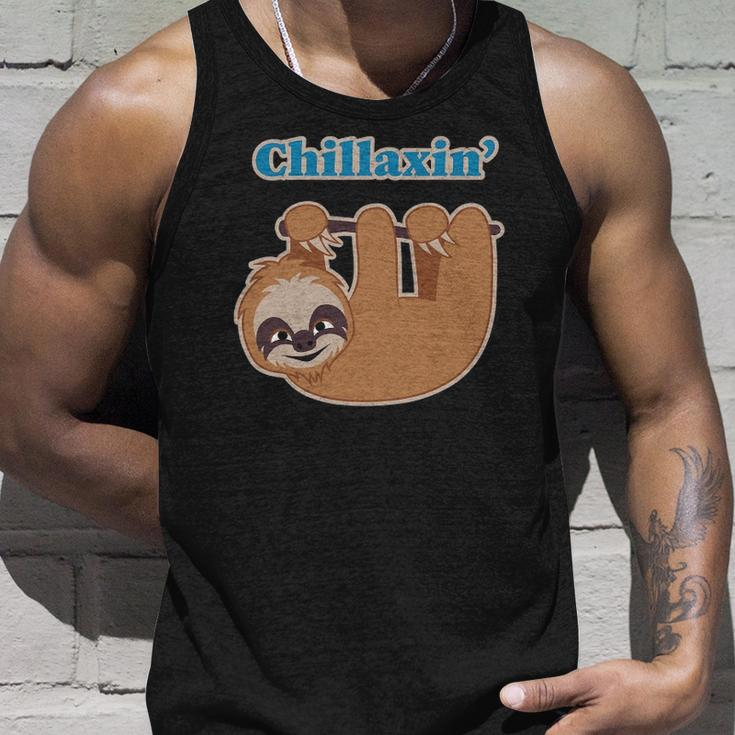 Chillaxin Cartoon Sloth Hanging In A Tree Unisex Tank Top Gifts for Him