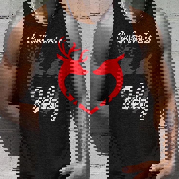 Christmas In July Cute Reindeer Hearts Graphic Top Unisex Tank Top Gifts for Him