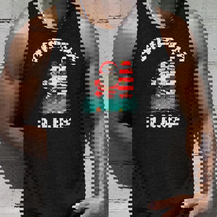 Christmas In July Santa Hawaiian Surfing Candy Cane Unisex Tank Top Gifts for Him