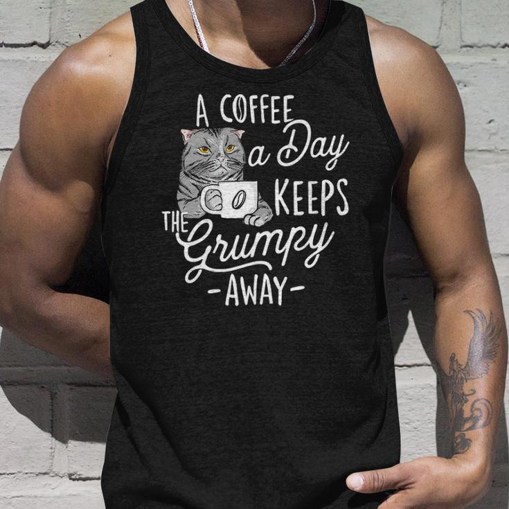 A Coffee A Day Keeps The Grumpy Away Coffee Lover Caffeine Tank Top Gifts for Him