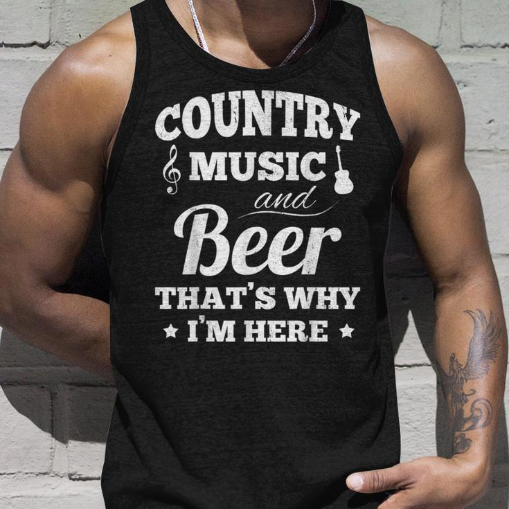 Country Music And Beer Thats Why Im Heres Alcohol Unisex Tank Top Gifts for Him