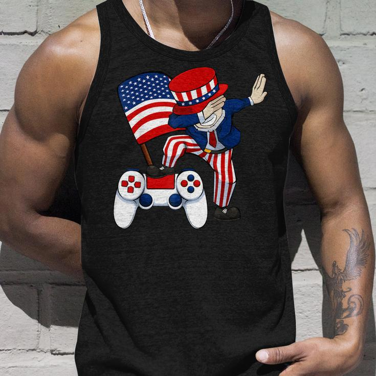 Dabbing Patriotic Gamer 4Th Of July Video-Game Controller Unisex Tank Top Gifts for Him