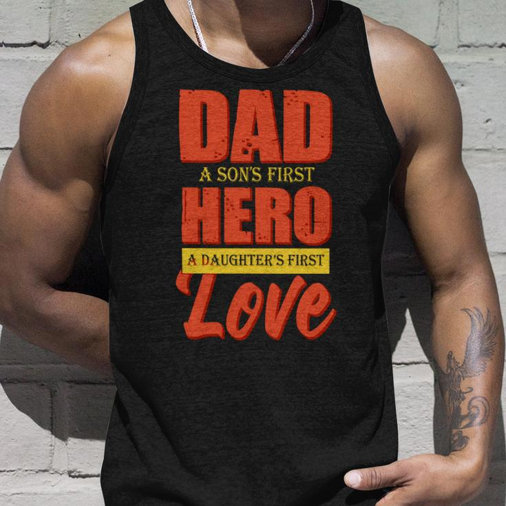 Dad A Sons First Hero A Daughters First Love Fathers Day 2022 Gift Unisex Tank Top Gifts for Him