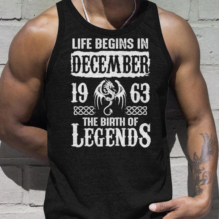 December 1963 Birthday Life Begins In December 1963 Unisex Tank Top Gifts for Him