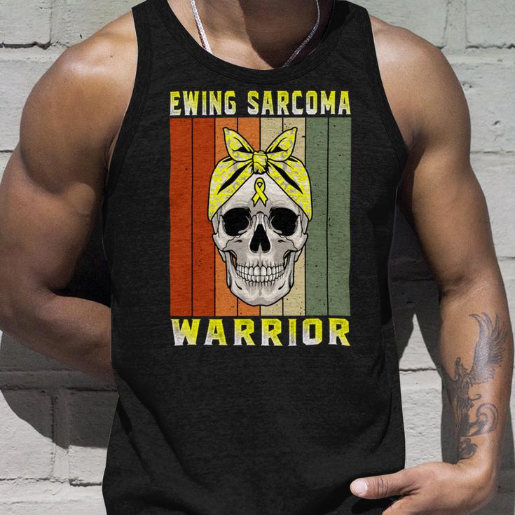 Ewings Sarcoma Warrior Skull Women Vintage Yellow Ribbon Ewings Sarcoma Ewings Sarcoma Awareness Unisex Tank Top Gifts for Him