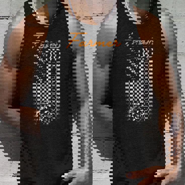 Mens Farmer Dad Like A Normal Dad Only Cooler Usa Flag Farming Tank Top Gifts for Him