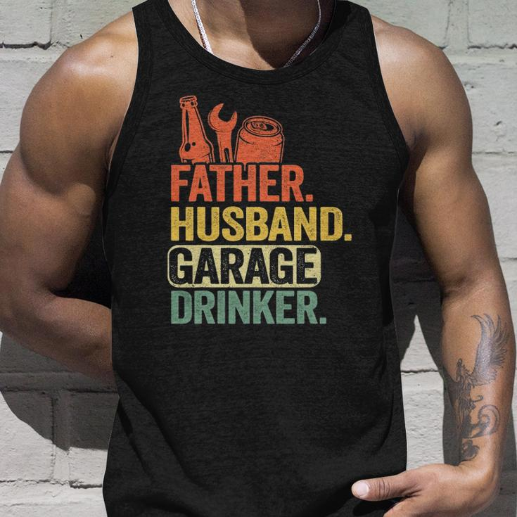 Father Husband Garage Drinker Vintage Mechanic Dad Handyman Unisex Tank Top Gifts for Him