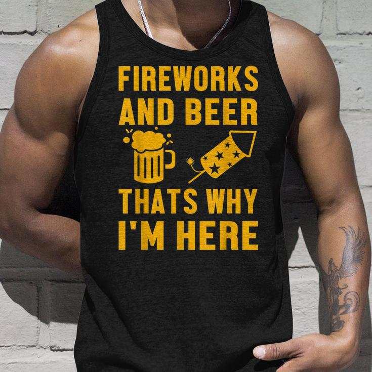 Fireworks And Beer Thats Why I Am Here Party Pyrotechnics Unisex Tank Top Gifts for Him