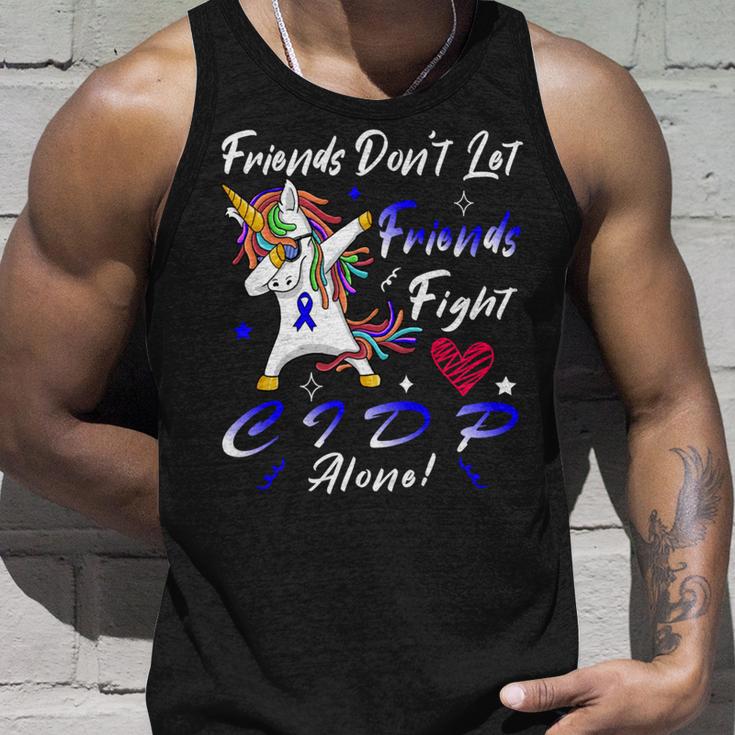 Friends Dont Let Friends Fight Chronic Inflammatory Demyelinating Polyneuropathy Cidp Alone Unicorn Blue Ribbon Cidp Support Cidp Awareness V2 Unisex Tank Top Gifts for Him