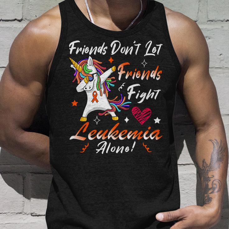 Friends Dont Let Friends Fight Leukemia Alone Unicorn Orange Ribbon Leukemia Leukemia Awareness Unisex Tank Top Gifts for Him