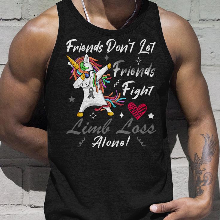 Friends Dont Let Friends Fight Limb Loss Alone Unicorn Grey Ribbon Limb Loss Limb Loss Awareness Unisex Tank Top Gifts for Him