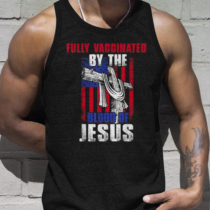 Fully Vaccinated By The Blood Of Jesus Christian USA Flag Unisex Tank Top Gifts for Him