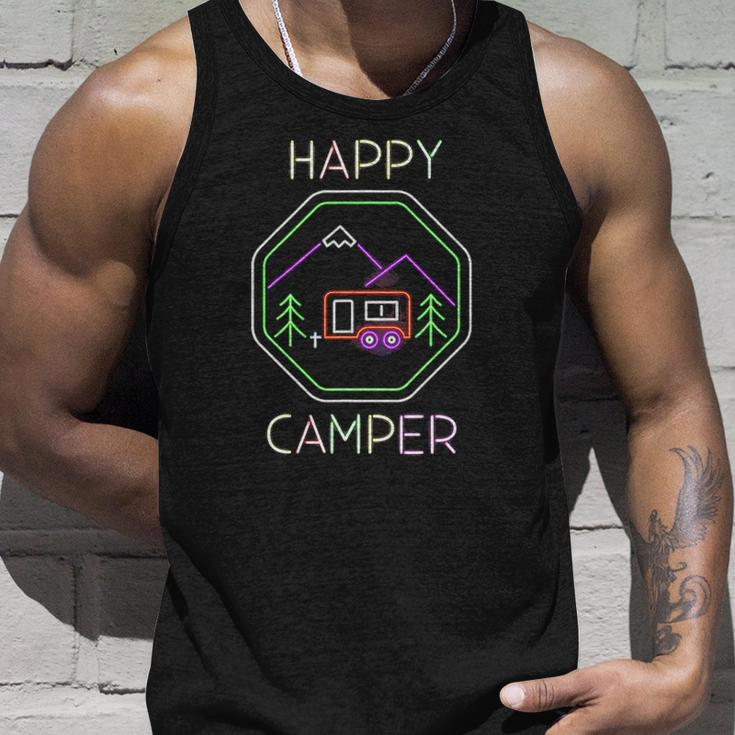 Funny Camper Gift Tee Happy Camping Lover Camp Vacation Unisex Tank Top Gifts for Him