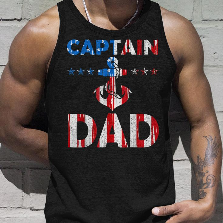 Funny Captain Dad Boat Owner American Flag 4Th Of July Unisex Tank Top Gifts for Him
