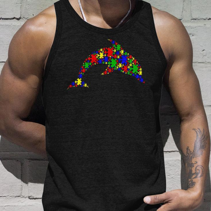 Funny Dolphin Puzzle Animals Lover Autism Awareness Unisex Tank Top Gifts for Him