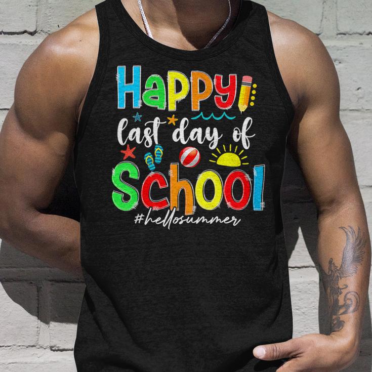 Funny Happy Last Day Of School Hello Summer Multicolored Unisex Tank Top Gifts for Him