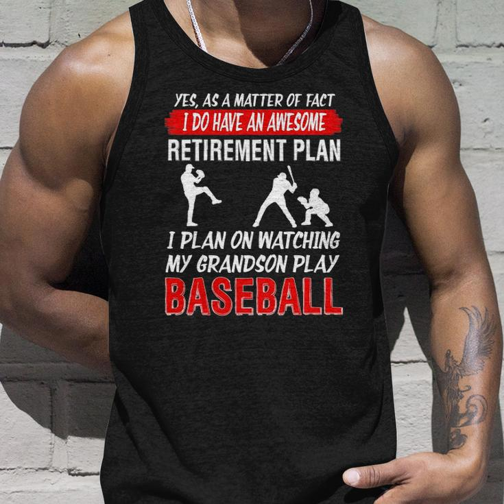 Funny I Plan On Watching My Grandson Play Baseball Unisex Tank Top Gifts for Him