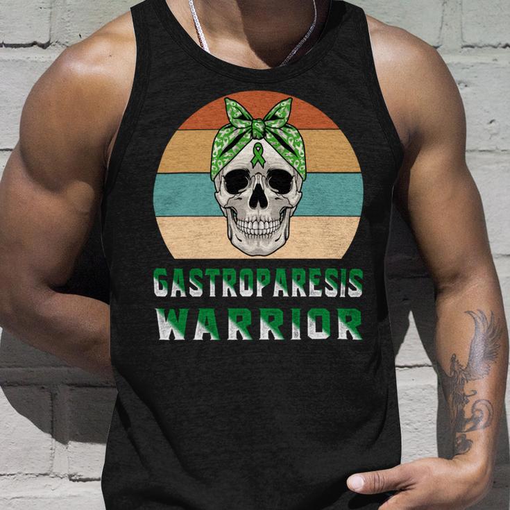 Gastroparesis Warrior Skull Women Vintage Green Ribbon Gastroparesis Gastroparesis Awareness Unisex Tank Top Gifts for Him